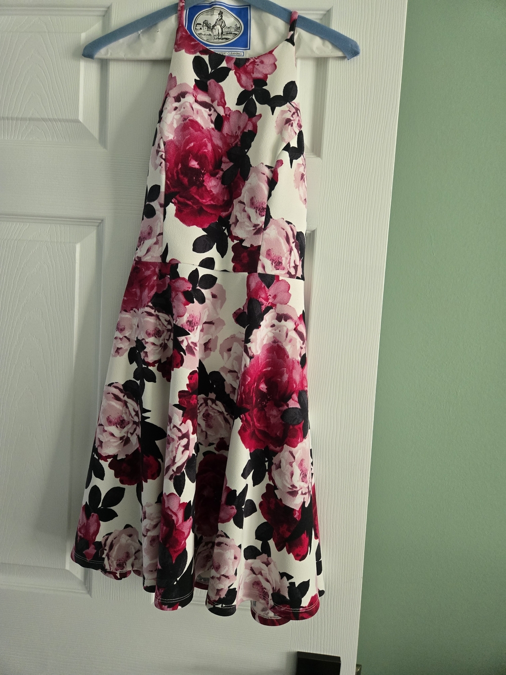 Speechless White Skater Dress with Pink & Black Floral Print. Worn Once.